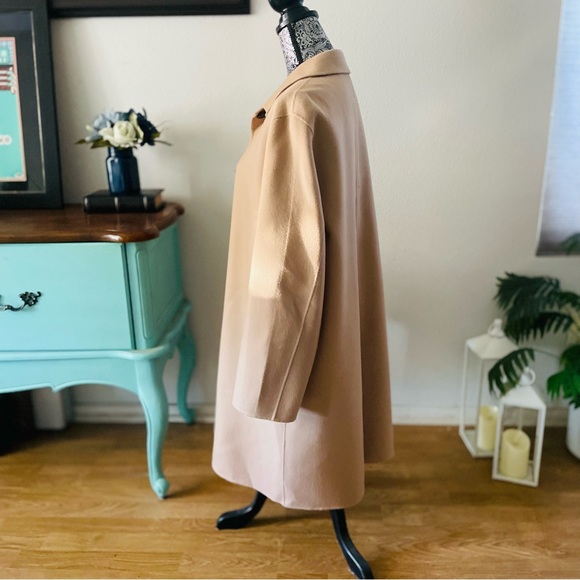 Theory Kaiter Wool & Cashmere Coat in Buckwheat / Dark Elm Size Large - Picture 5 of 9